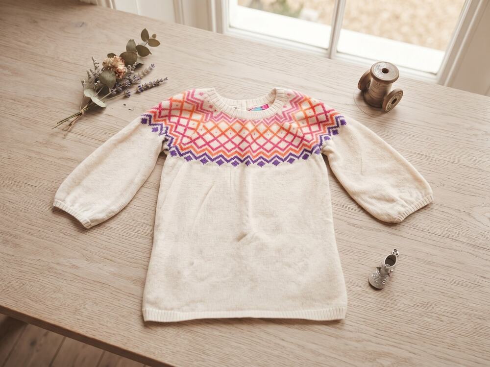 Old Navy Fair Isle Sweater Dress Cotton Baby 6-12M J0131